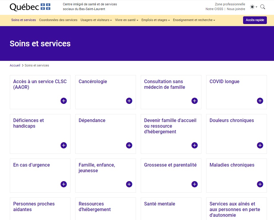 Image section Soins et services